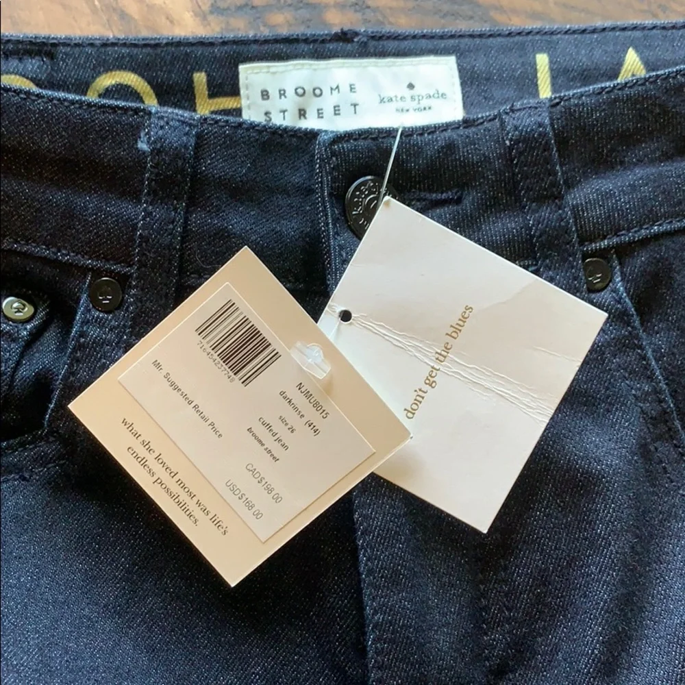 NEW Kate Spade dark cuffed denim jeans size 24